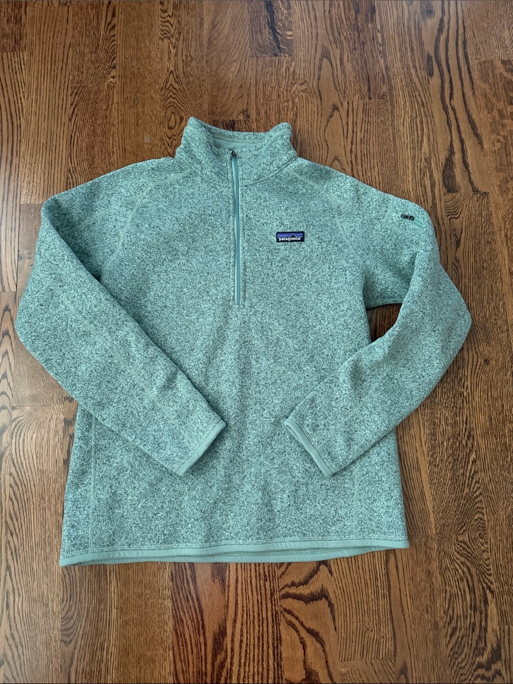 Patagonia Mint Green Heather Quarter-Zip Fleece sweater large